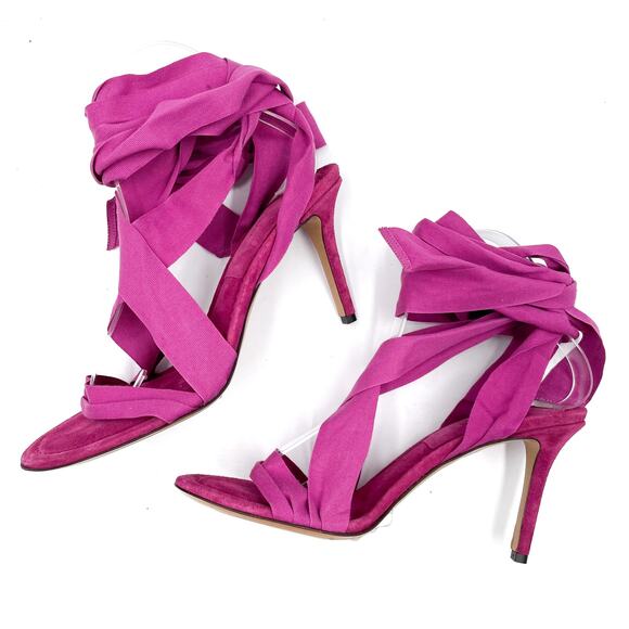 Isabel Marant Arieli Ankle Tie Sandals Pink Lace-up Stiletto Sz 40 / 9.5 US - Picture 8 of 13